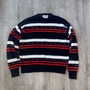 Vintage Skatogs by revere stripe sweater size large pullover crew neck red black